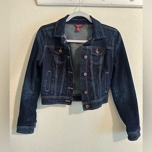 Dark wash cropped denim jacket